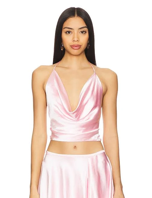 top Bardot Andreama Women's Satin Halter Top REVOLVE $89