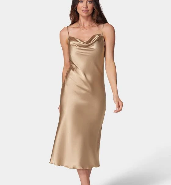 dress Bebe Women's Dresses Bebe Cowl Neck Midi Satin Slip Dress Poshmark $40