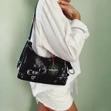 bag Black Y2K Vegan Leather Baguette Bag, Shiny 90s Patent Shoulder Purse, 90s Street Style Handbag Etsy $57