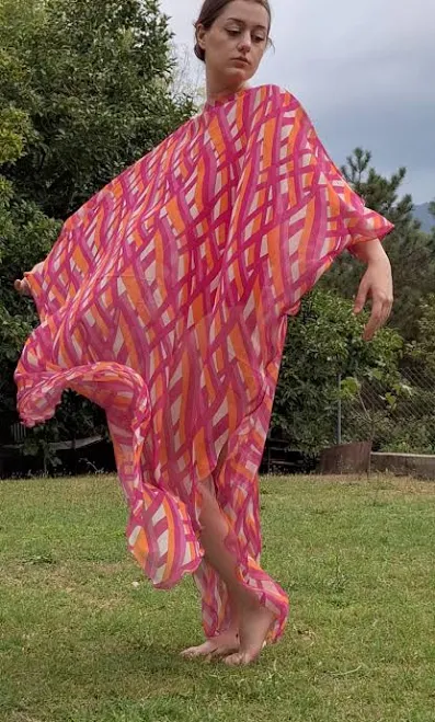 maxi dress Boho Geometric Chiffon Kaftan Maxi Dress Etsy - Seller $150