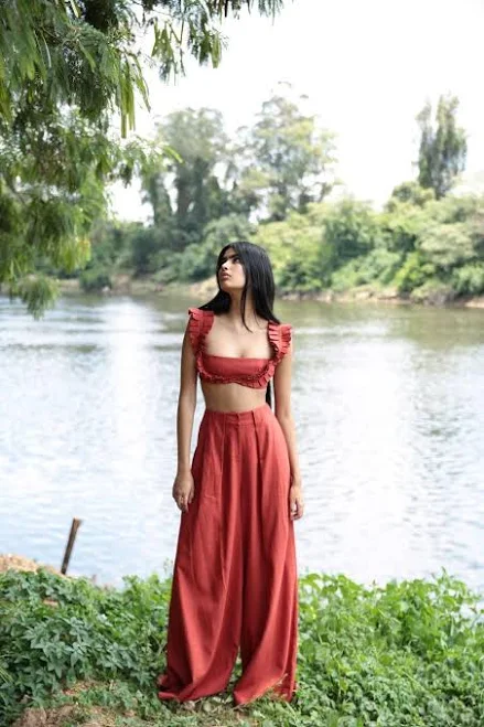matching set Boho Linen Crop Top and Wide Leg Pants Set Etsy - Seller $95.62