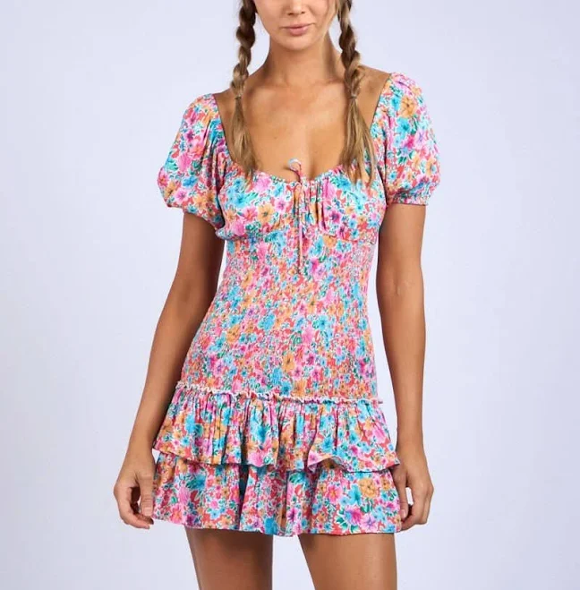 dress Boho Pink Mimi Floral Puff Sleeve Mini Dress Boho Pink $89