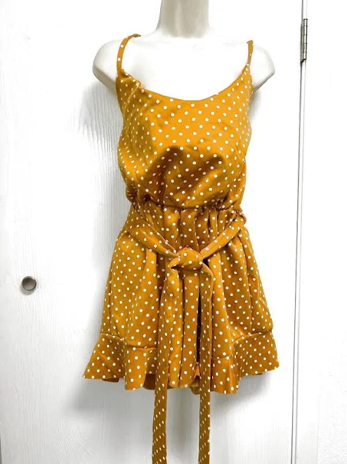 romper boohoo Play Short Jumper Romper Size 18 Mustard Gold Cream Polka Dots eBay - treat*me*sweet* $24
