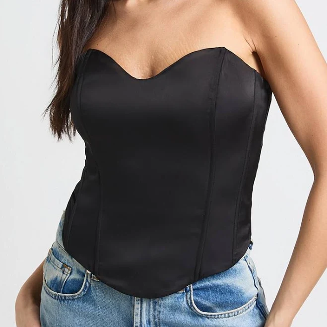 top Boohoo Women's Satin Bandeau Corset Top boohoo USA $26.8