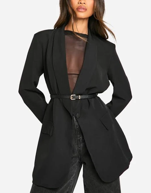 outerwear Boohoo Women's Shoulder Pad Plunge Oversized Blazer boohoo USA $41.6