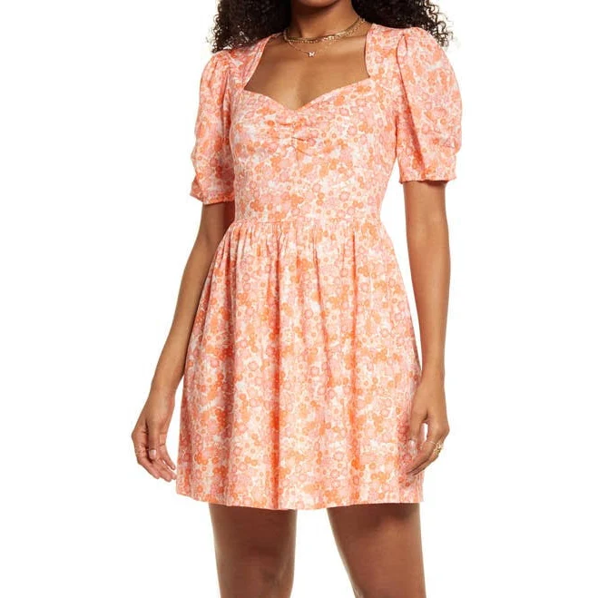 dress BP. Floral Print Fit & Flare Minidress in Ivory- Coral Tarry Floral at Nordstrom, Size Medium Nordstrom $11.97