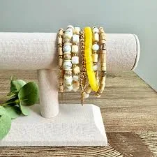 accessory Bracelet Layered Mixed Beaded Set - Neutral Olive + Millie $18