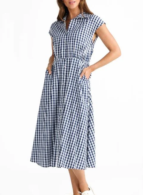 sundress Brave+True Women's Musings Gingham Midi Shirtdress Nordstrom $138