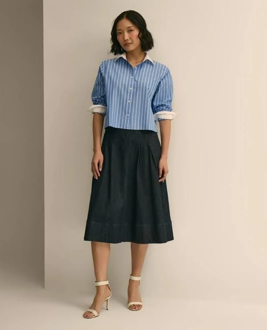skirt Brooks Brothers Women's Cotton Blend A-Line Denim Skirt Brooks Brothers $148.5