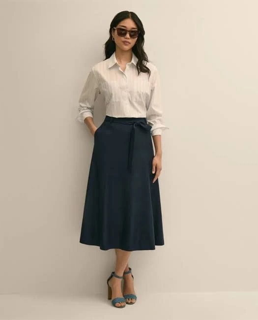skirt Brooks Brothers Women's Linen-Blend Belted A-Line Skirt Brooks Brothers $198