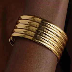 accessory Caitlyn Minimalist 18K Gold Ribbed Groove Cuff Bracelet Caitlyn Minimalist $26.4