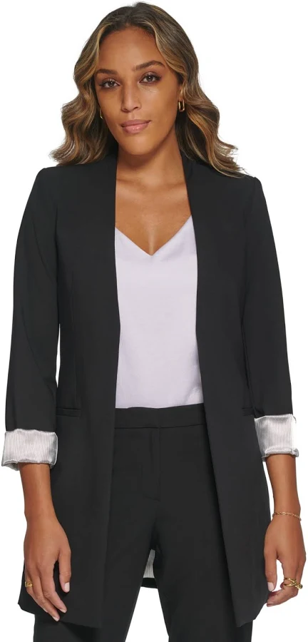 blazer Calvin Klein Women's Roll-Sleeve Open-Front Blazer Macy's $129.98