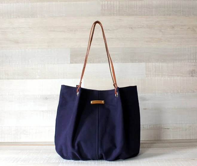 bag Canvas Leather Tote Bag Etsy - bayanhippo $61.6