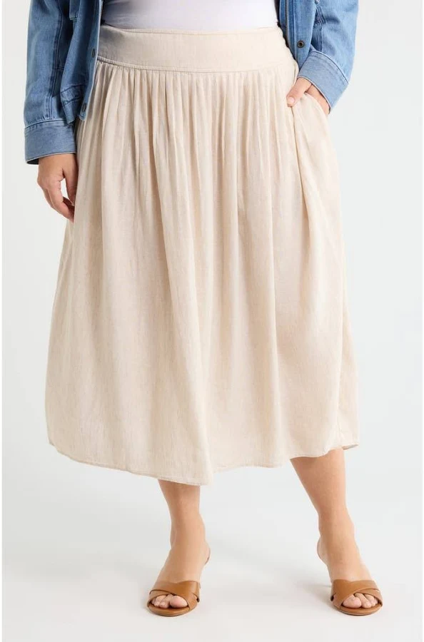 skirt Caslon Pleated Linen Blend Midi Skirt Nordstrom $99.5