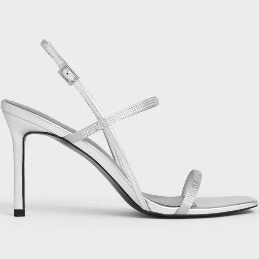 shoes Charles & Keith Arona Satin Stiletto Sandals with Crystal charleskeith.com $71.2