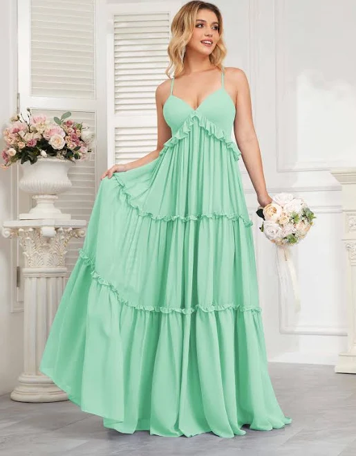 dress Charli Elegant Empire Waist Floor Length Chiffon Bridesmaid Dress Pomuyoo $99