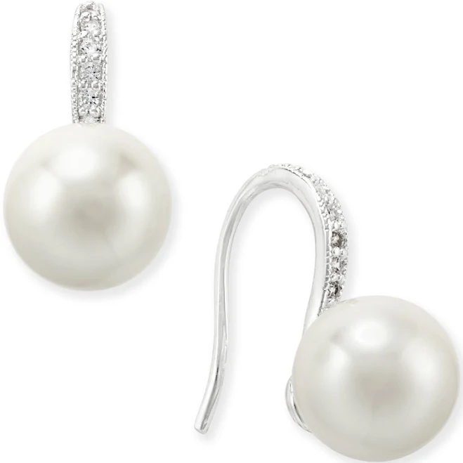 accessory Charter Club Silver Pearl Drop Earrings Macy's $11.02