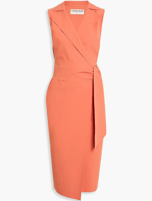 dress Chiara Boni La Petite Robe Masu wrap-effect stretch-jersey midi dress - Women - Orange Dresses - IT 40 THE OUTNET $358
