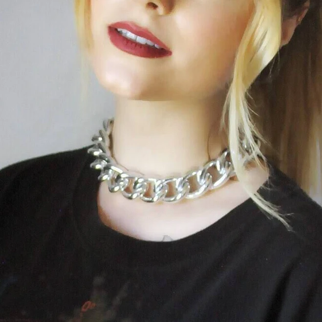 accessory Chunky Silver Curb Link Chain Necklace Etsy - JewelryDC $42