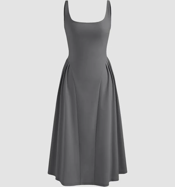 dress CIDER Square Neck Sleeveless Line Midi Dress Womens Wedding Guest Graduation Summer Cider $26.53