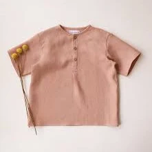 matching set Clay Linen Short Sleeve Buttoned Top dannieandlilou.com $50