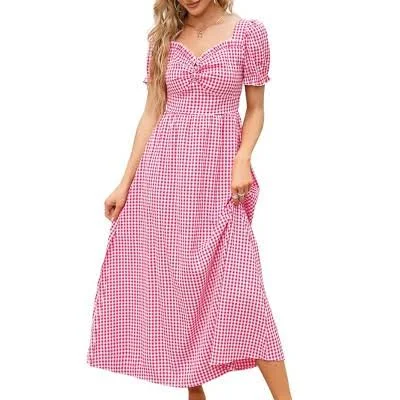 sundress Clearlove Women's Square Neck Puff Sleeve Smocked Waist Midi Dress Target $35.99