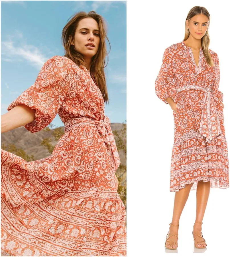 dress Cleobella Cleobella Sara CottonTerracotta Floral Midi Tiered Dress Poshmark $100