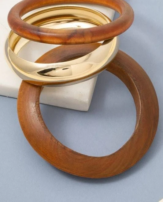 accessory Coastal Luxe Wood Bangle Set Pineapple Lain Boutique $19