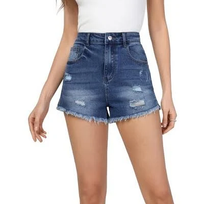 shorts Coolmee Women's Mid Rise Stretchy Frayed Raw Hem Jeans Target $29.39