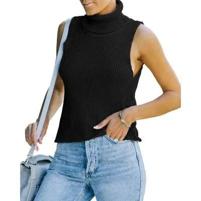 top Coolmee Women's Ribbed Knit Slim Fit Turtleneck Sweater Vest Target $29.99