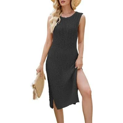 maxi dress Coolmee Women's Sleeveless Crew Neck Knit Maxi Dress with Side Slit Target $40.99