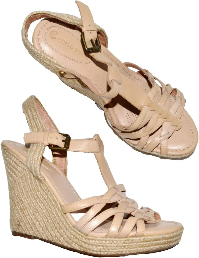 shoes Corso Como $159 Sz 10 M Nude Beige Leather Jute Platform Wedge 4.5" eBay - beemee*** $36.09
