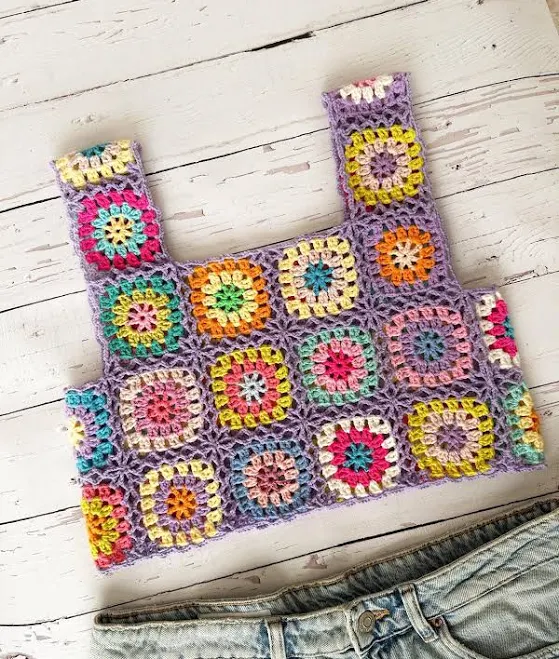 crop top Crochet Daisy Granny Square Crop Top Etsy - Seller $60