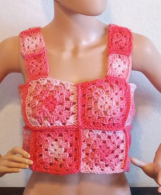 crop top Crochet Granny Square Tank Top Etsy - Seller $65