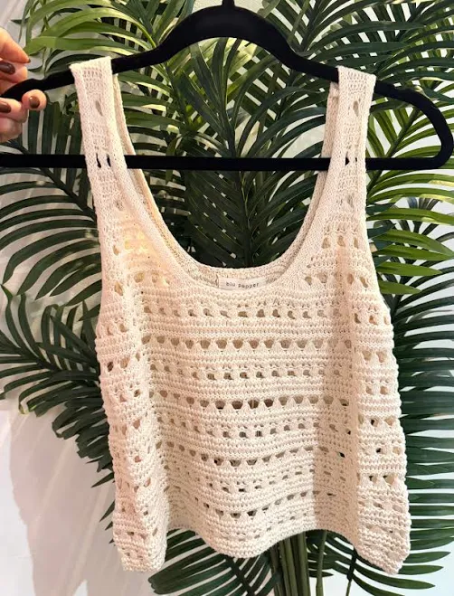 top Crochet Knit Tank Bohemian coco $26