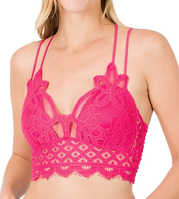 crop top Crochet Lace Bralette Top Fuchsia / Small NioBe Clothing $19.95