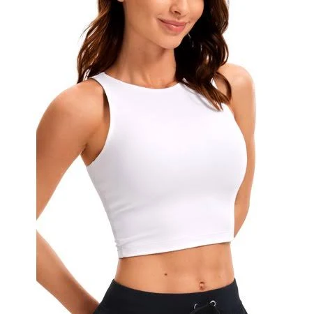 top CRZ Yoga Women's Yoga Tight Fit ButterluxeTank Tops Racerback Cropped Walmart - CRZ YOGA $26
