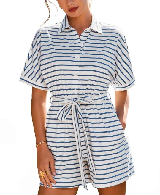 romper Cupshe Women's Collared Striped Romper Macy's $57.79