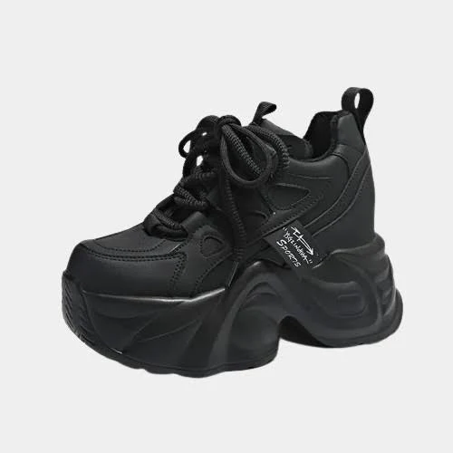 shoes Cyber Techwear Platform Leather Chunky Sneakers Cyber Techwear $97.95