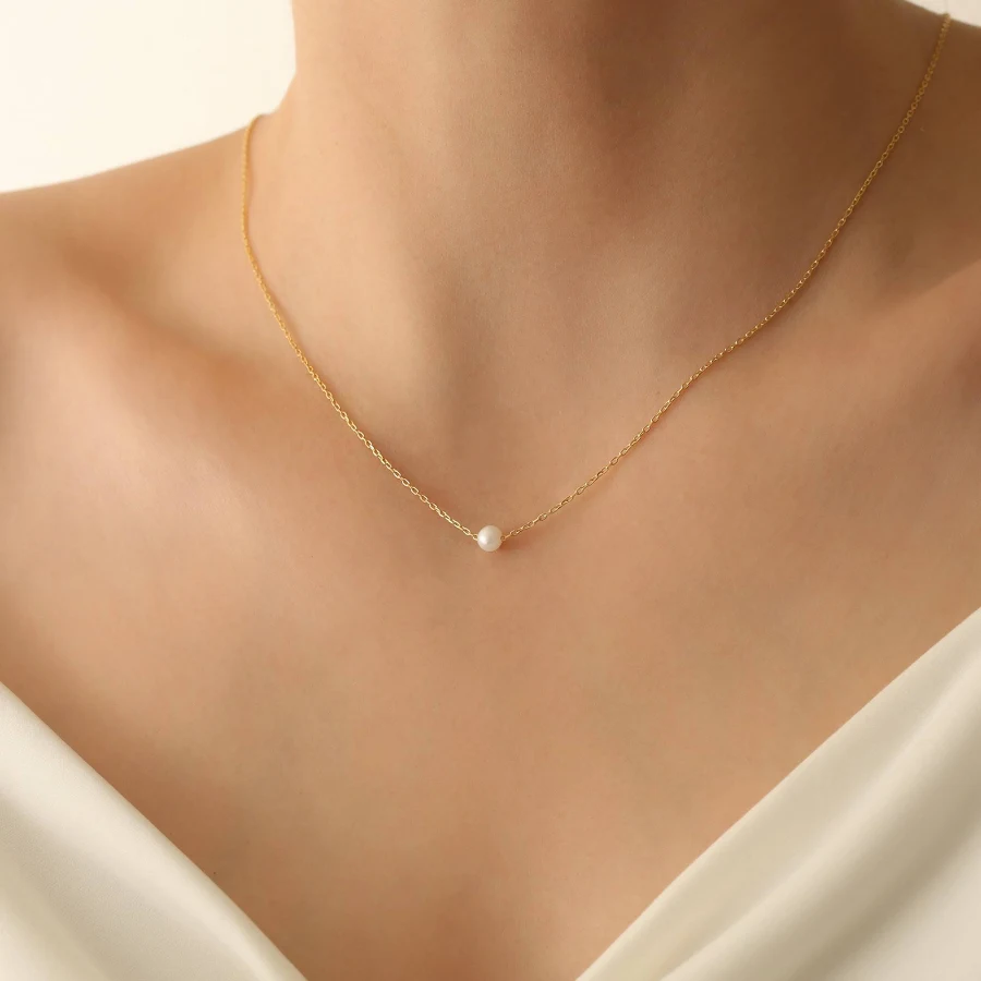 accessory Dainty Freshwater Pearl Necklace in Solid 14k Etsy - GoldPersonalized $34