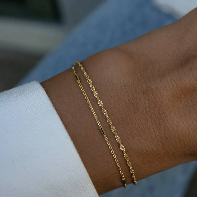 accessory Dainty Minimalist Gold and Silver Bracelet Set Etsy - SamiJEWELS $32