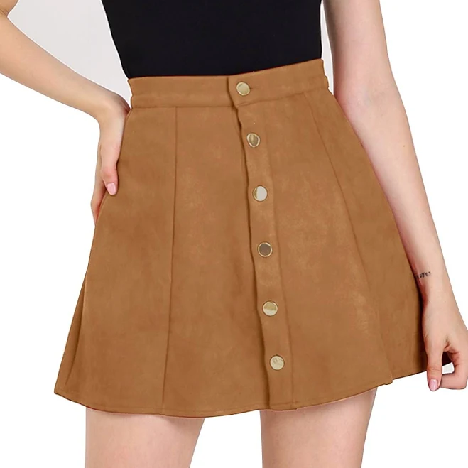skirt Daring Diva Women's Faux Suede Button Front Mini A-Line Skirt Walmart $28.99