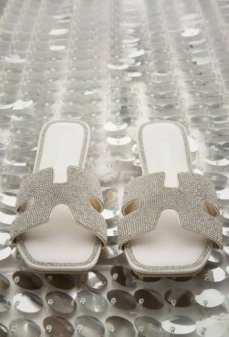 shoes DB Studio Rhinestone Slide Flat Sandals David's Bridal $39.95