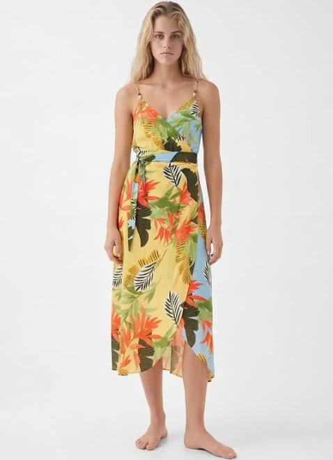 dress Desigual Women's Tropical Wrap Viscose Midi Dress Desigual.us $64.5