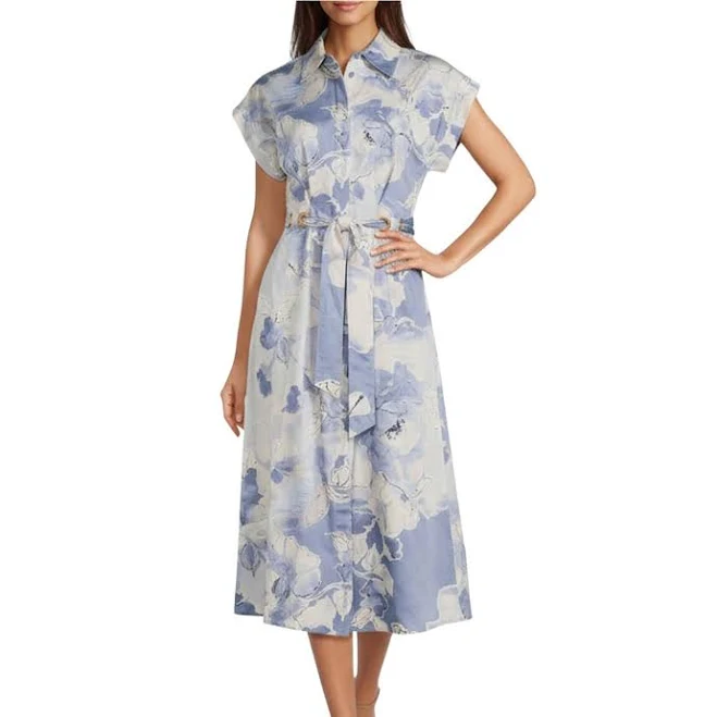 dress Donna Karan Women's Floral Print Cotton Sateen Midi Shirtdress Dillard's $189