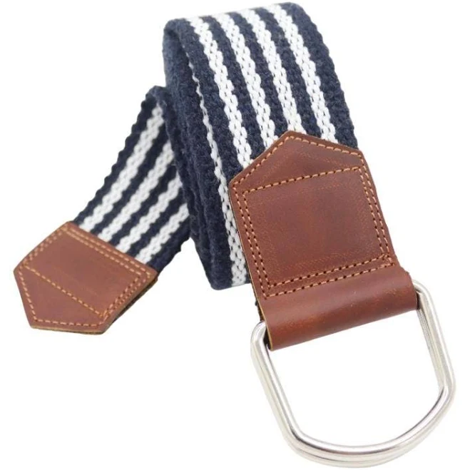 accessory Double-Buckle Striped Canvas Belt with Leather Detail Etsy - Seller $13.5
