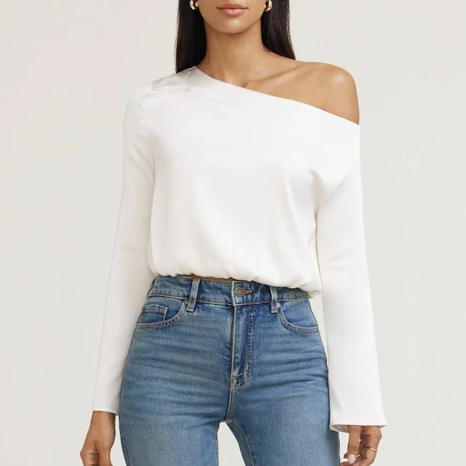 blouses Dynamite Women's Off Shoulder Satin Blouse Dynamite $59.95