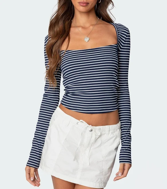 top Edikted Women's Alex Striped Stretch Cotton Top edikted $11.4