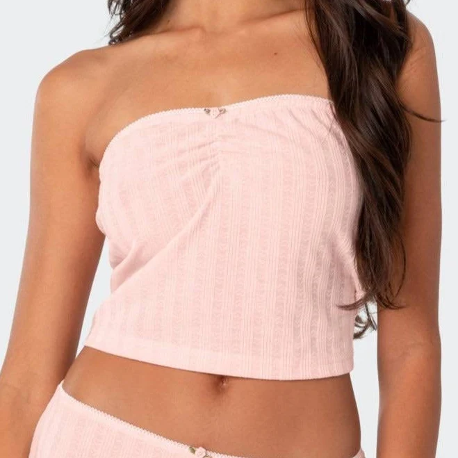 tube top Edikted Women's Sweetpea Ruched Pointelle Tube Top edikted $9.6