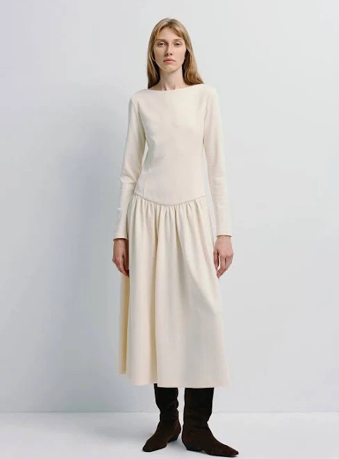 dress Eggnog Lisette Boatneck Long Sleeve Knit Midi Dress Rue Sophie $139
